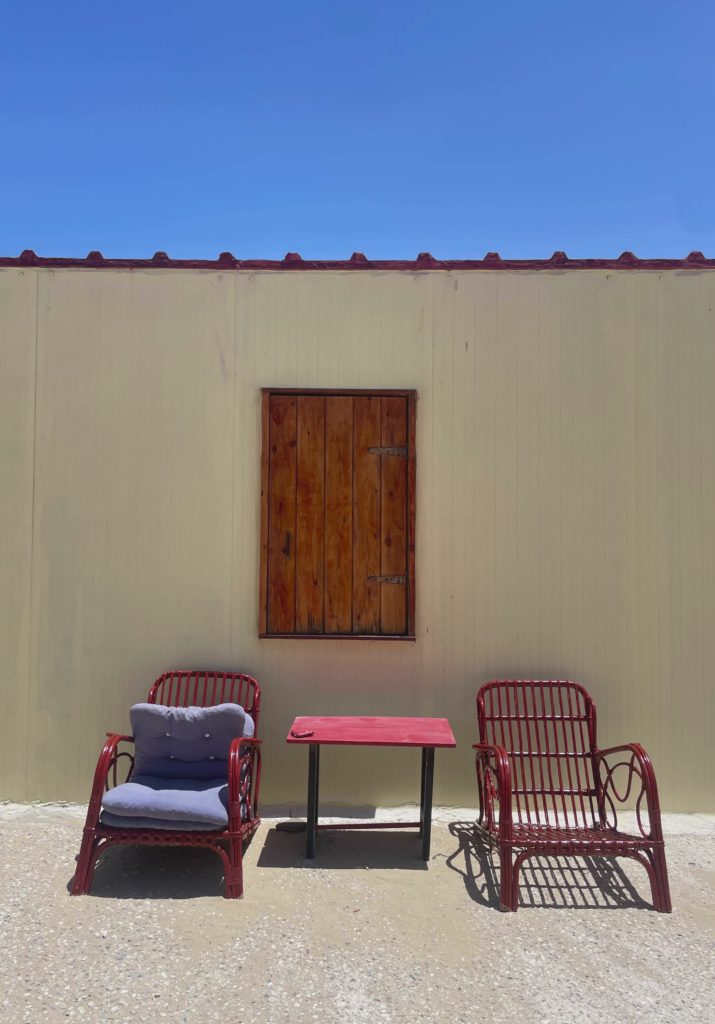 Patio With Red Chairs