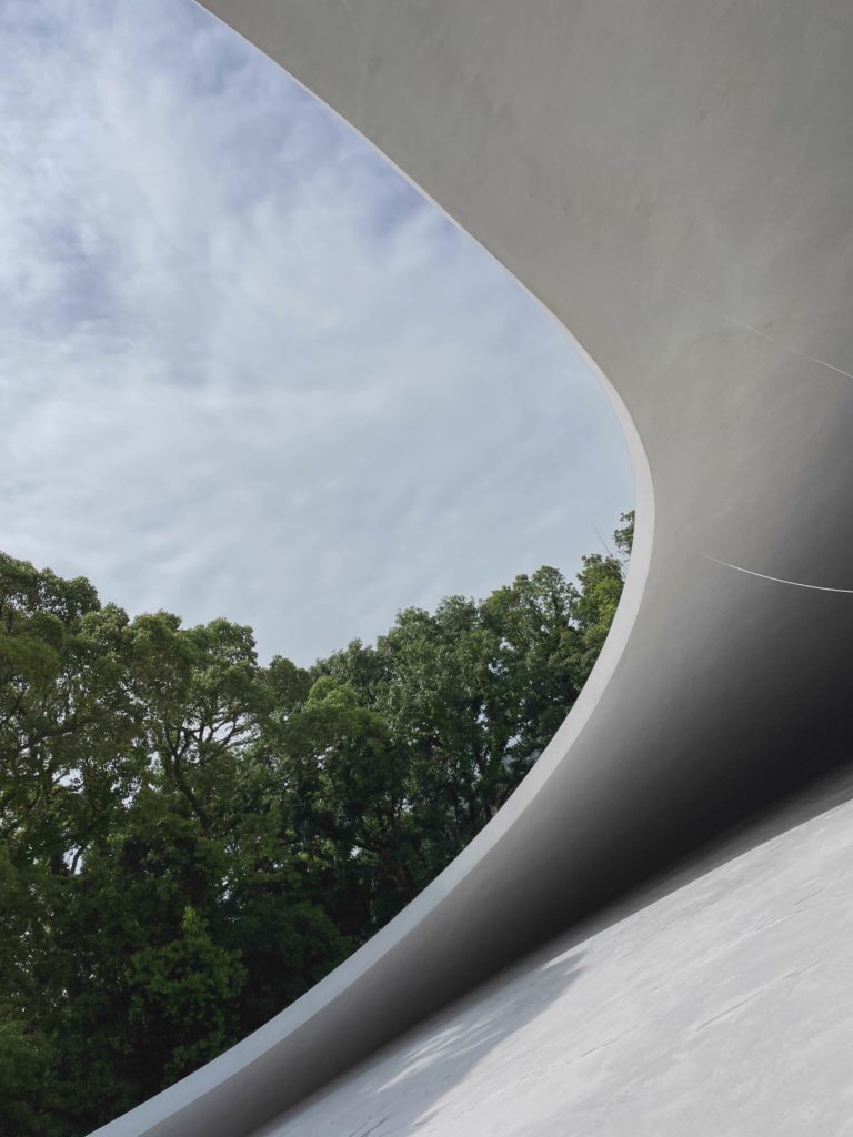 Curved Facade Among Trees