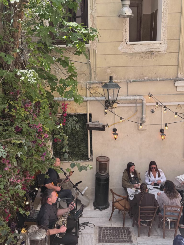 Courtyard Under String Lights