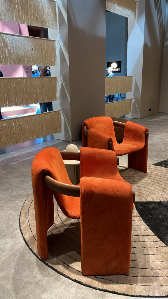 Sculptural Chairs On Rug