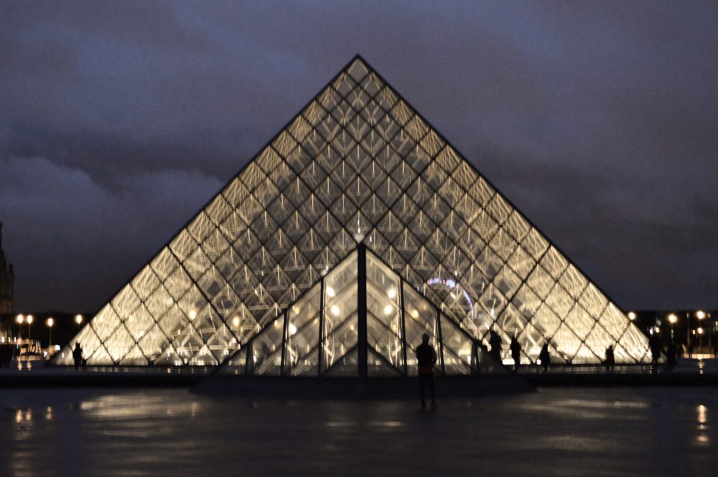 Glass Pyramid At Night