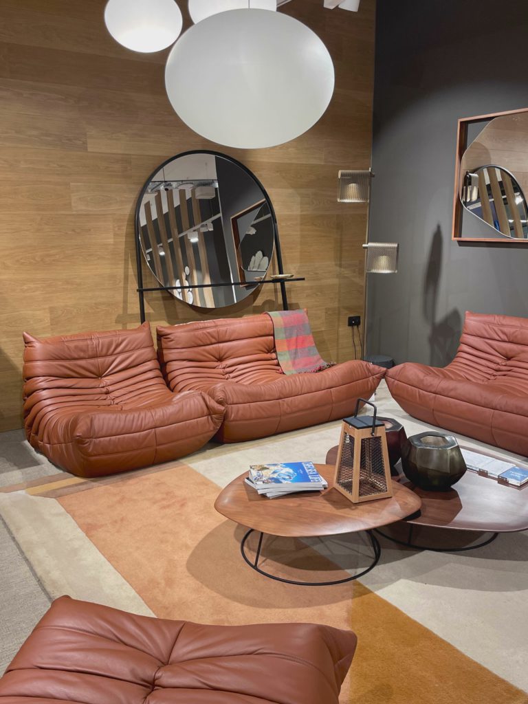 Leather Sofa, Mirrored Room