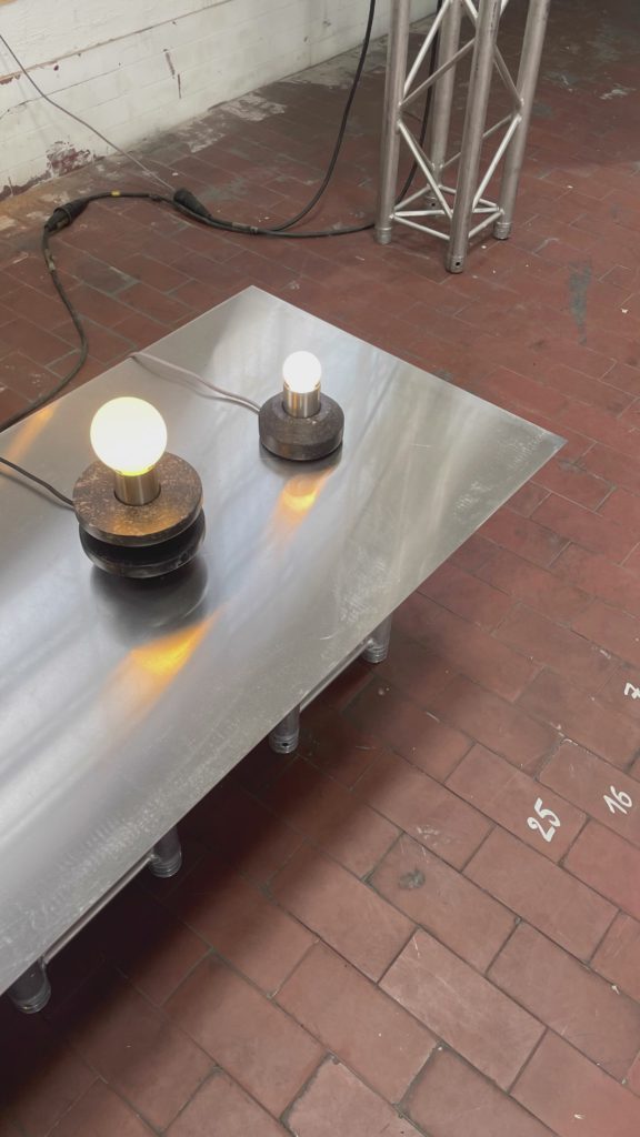 Steel Table On Brick